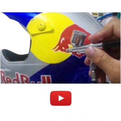 Customização Capacete RED BULL - Produzido por STÚDIO ART MÁGICA (também utilizam Pistola Steula BC 75)